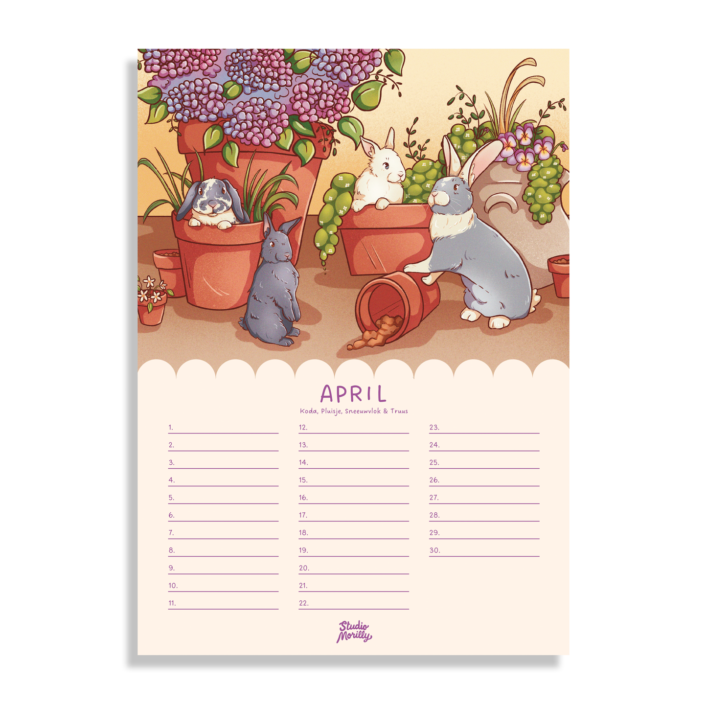 Morilly & Friends - Verjaardagskalender (A4)